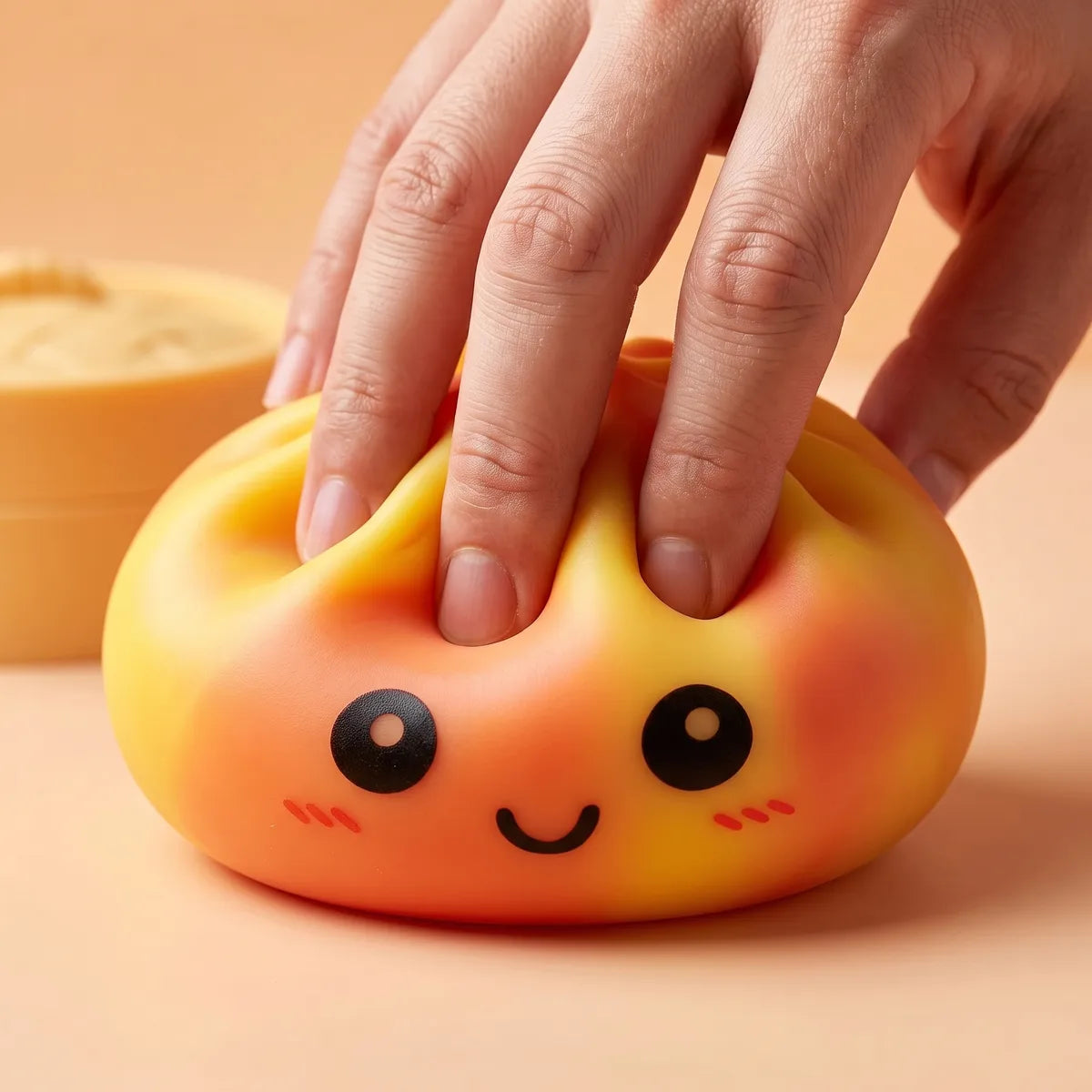 Squishy Dumpling Tie & Dye Orange — pendant la remontée lente de la pâte