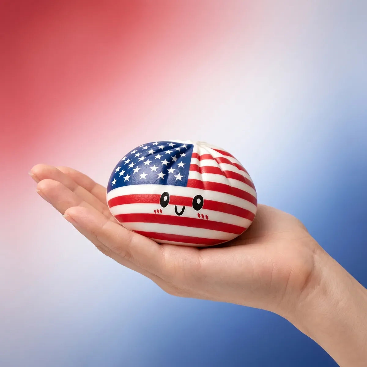 Squishy Dumpling Tricolore Bleu Blanc Rouge — tenu dans la main