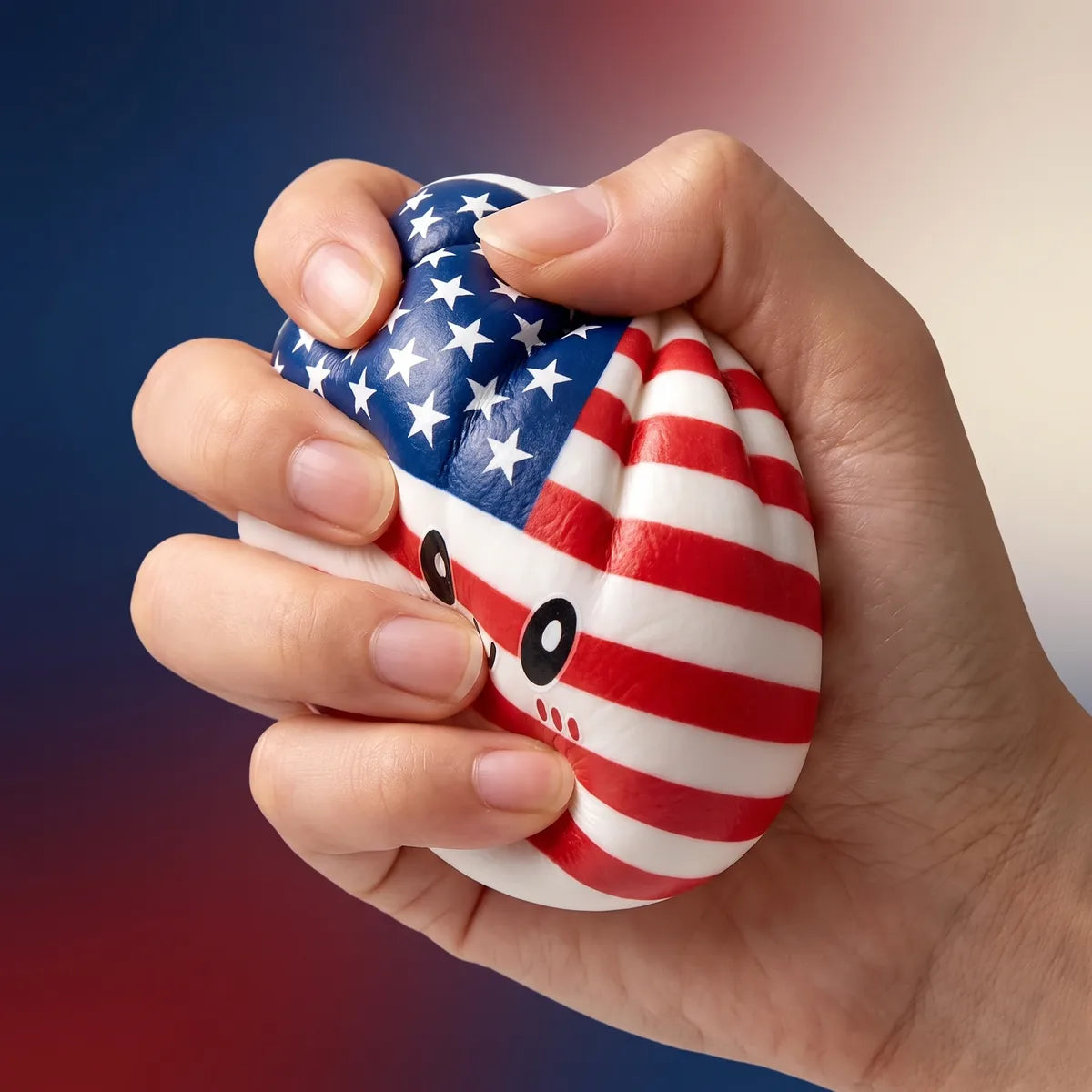 Squishy Dumpling Tricolore Bleu Blanc Rouge — pressé entre les doigts