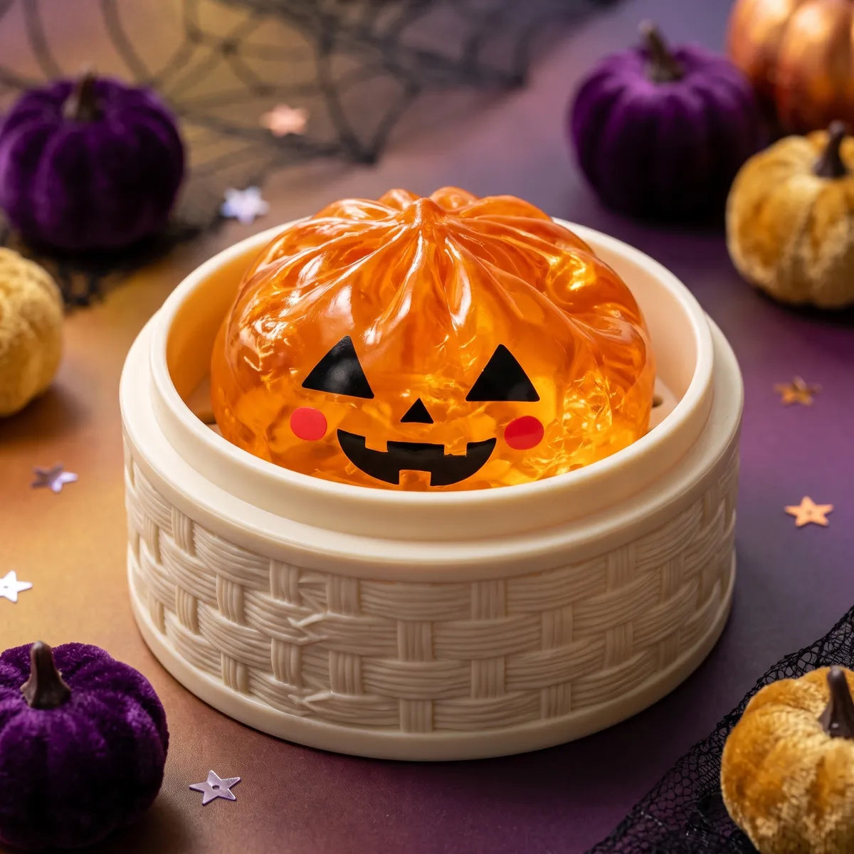 Squishy Dumpling Citrouille translucide — Halloween — avec sa boîte Halloween