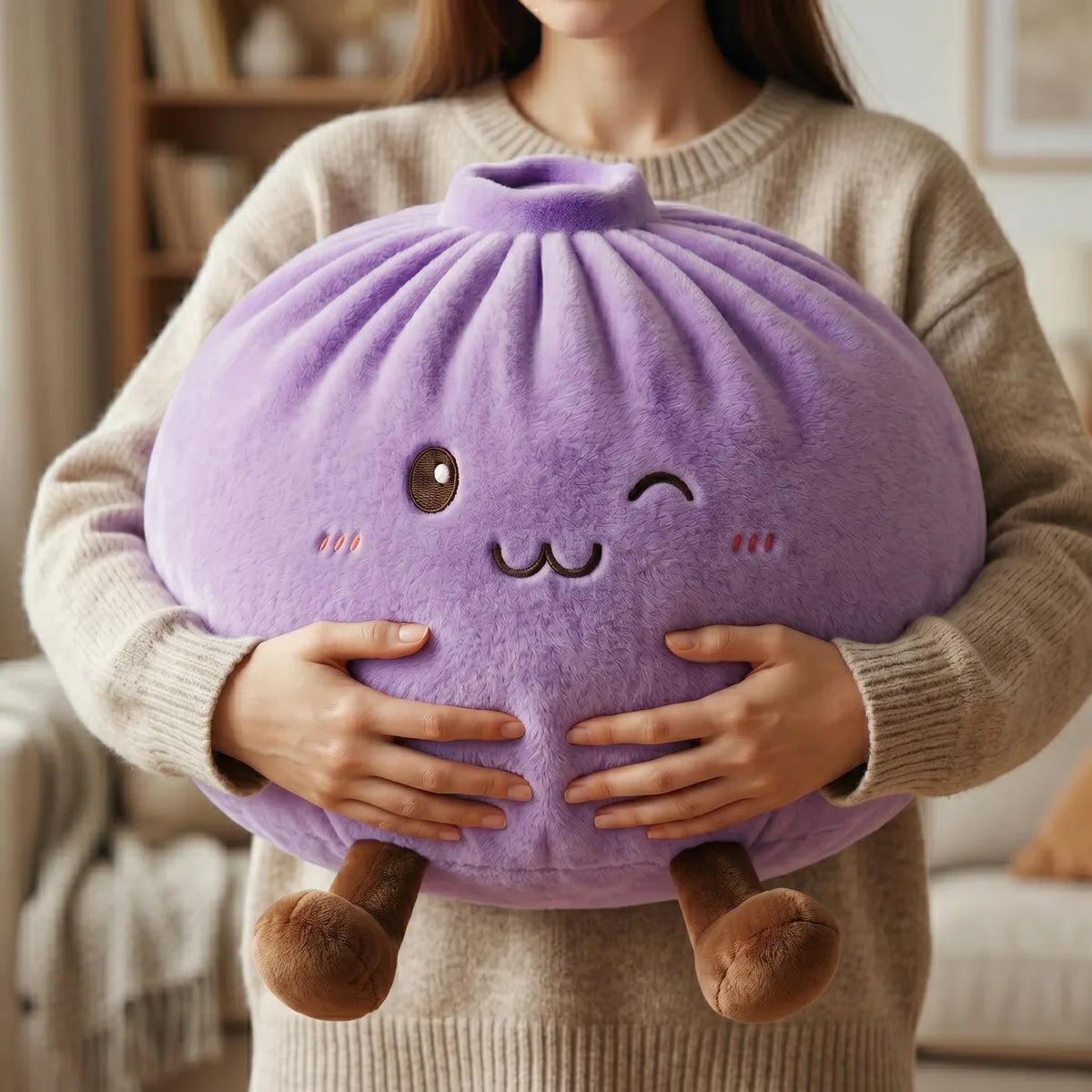 Squishy Dumpling Violet XXL Coussin — serré dans les bras