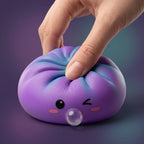 Squishy Dumpling Bubble Violet Cosmique — pressé entre les doigts