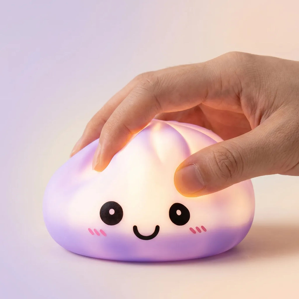 Veilleuse Squishy Dumpling Violette — en situation d'usage