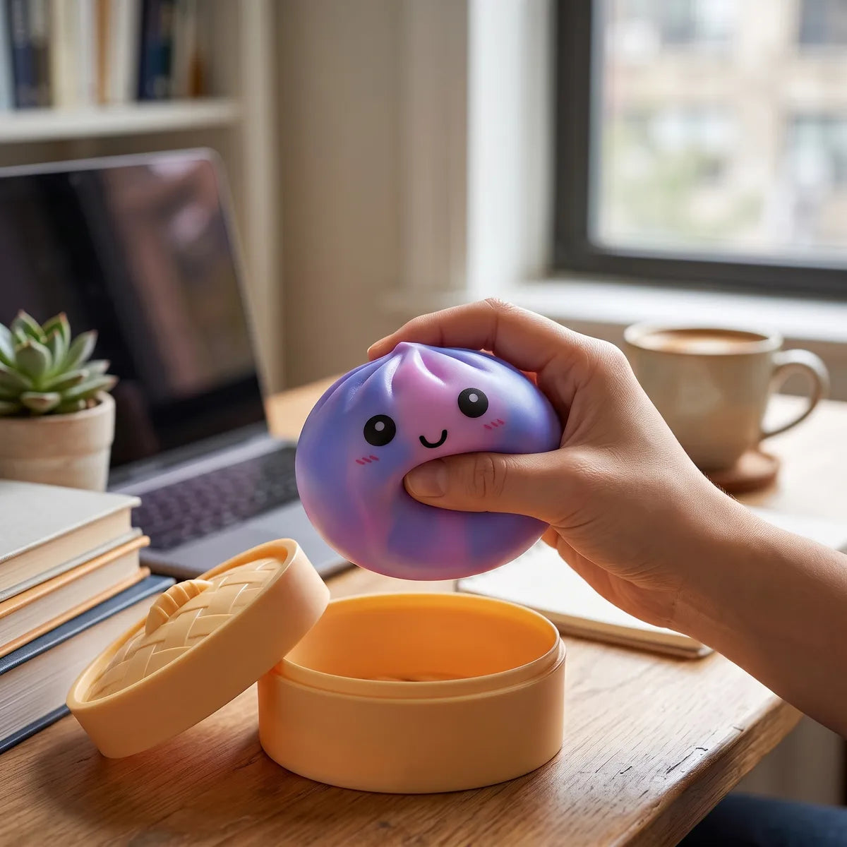 Squishy Dumpling Tie & Dye Violet — en cours d'utilisation