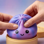 Squishy Dumpling Tie & Dye Violet — pressé entre les doigts