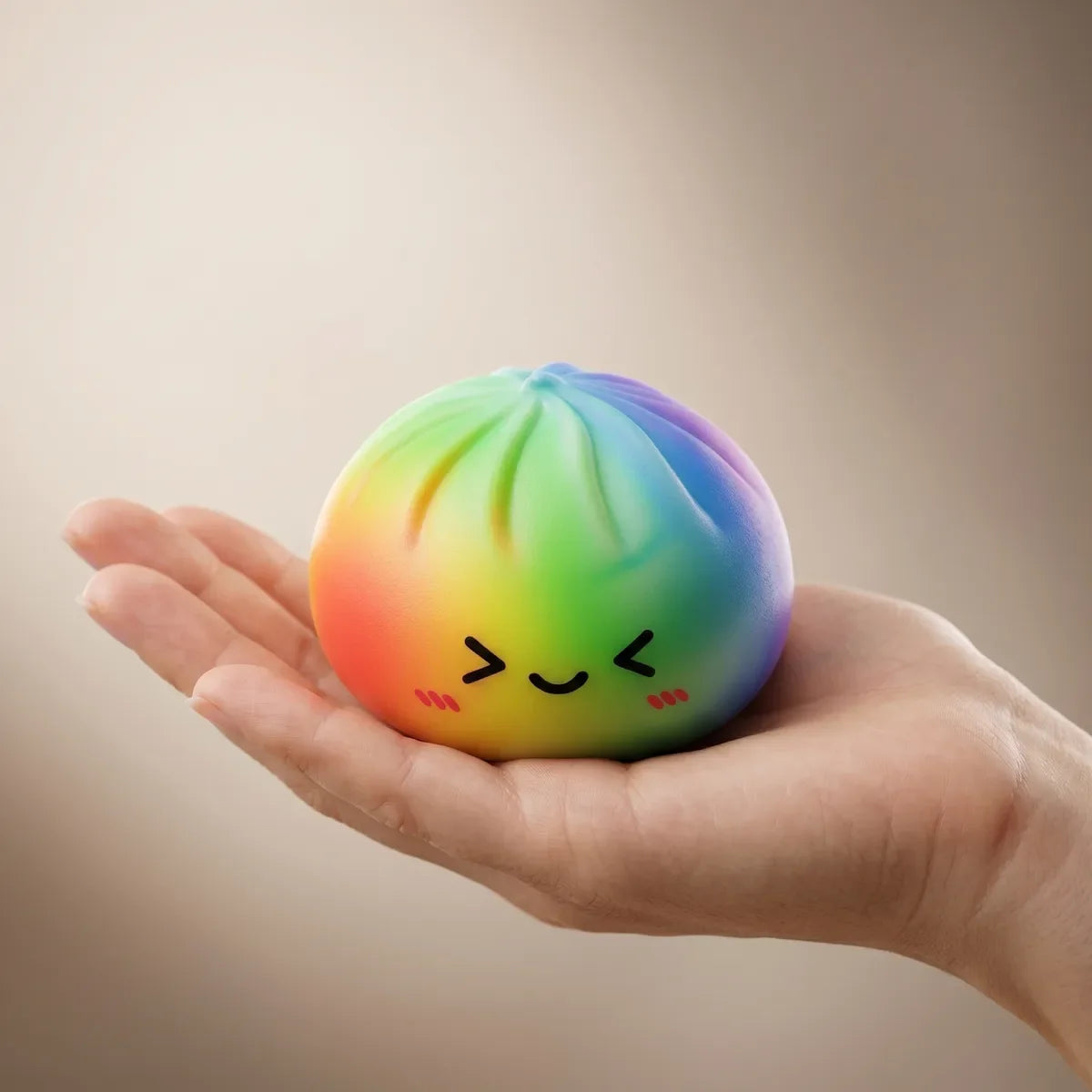 Squishy Dumpling Prisme Arc-en-ciel — tenu dans la main