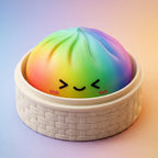 Squishy Dumpling Prisme Arc-en-ciel — macro de la surface