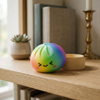 Squishy Dumpling Prisme Arc-en-ciel — dans son panier vapeur en bambou