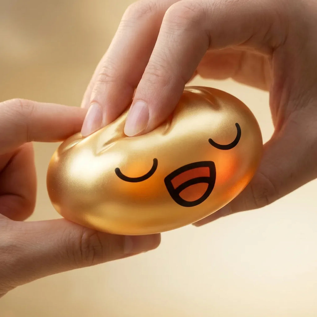 Squishy Dumpling Or Chromé — pressé entre les doigts