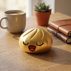 Squishy Dumpling Or Chromé — dans son panier vapeur en bambou