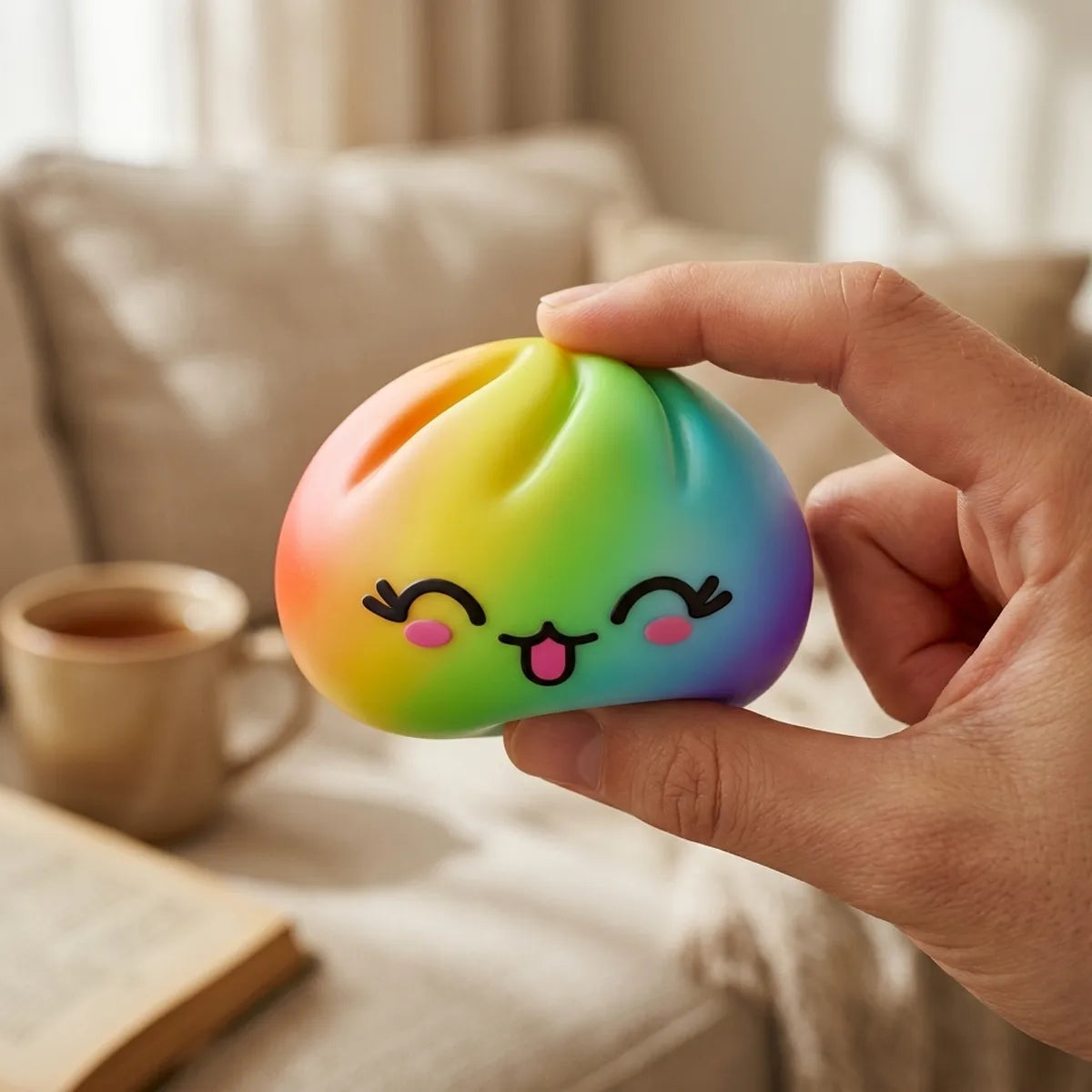 Squishy Dumpling Arc-en-ciel Chromé — en cours d'utilisation