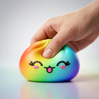 Squishy Dumpling Arc-en-ciel Chromé — complètement écrasé