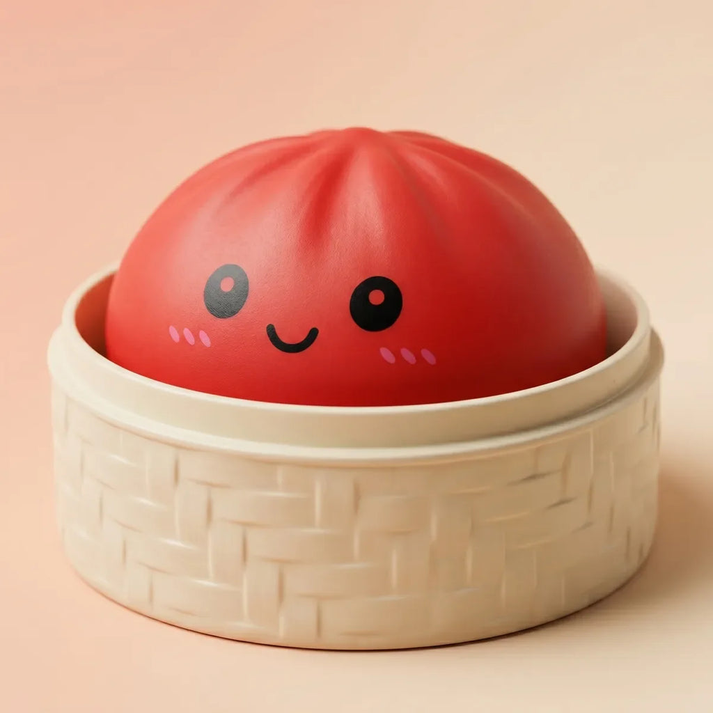 Squishy Dumpling Rouge Cerise — gros plan sur la texture