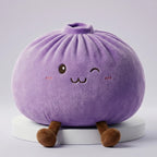 Squishy Dumpling Violet XXL Coussin — vu de face sur fond neutre
