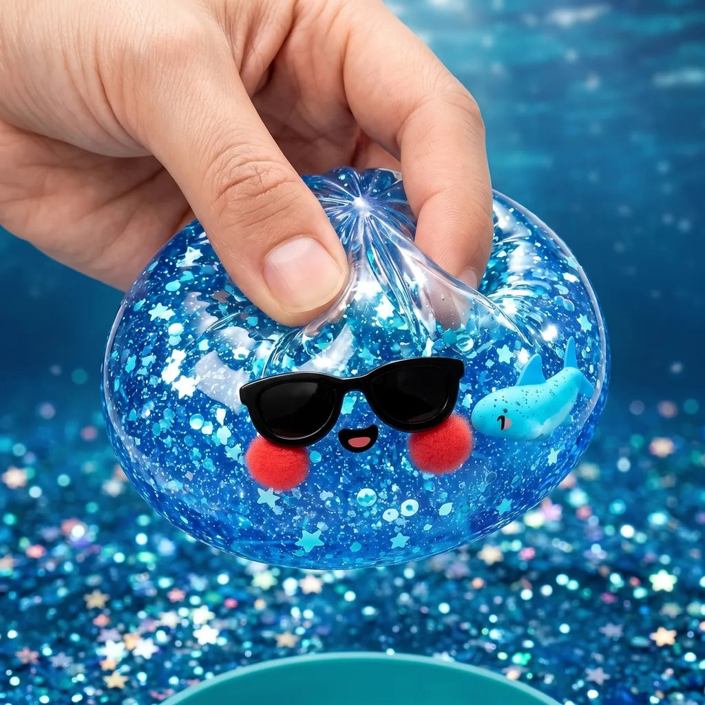 Squishy Dumpling à Lunettes Pailleté — vue rapprochée de la matière