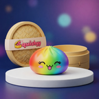 Squishy Dumpling Arc-en-ciel Chromé — photographié en studio
