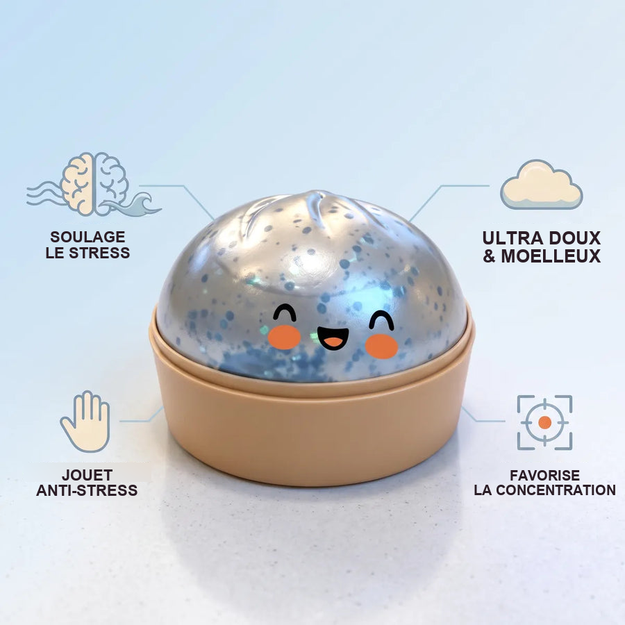 Squishy Dumpling Bleu Glacé Pailleté — détail des finitions