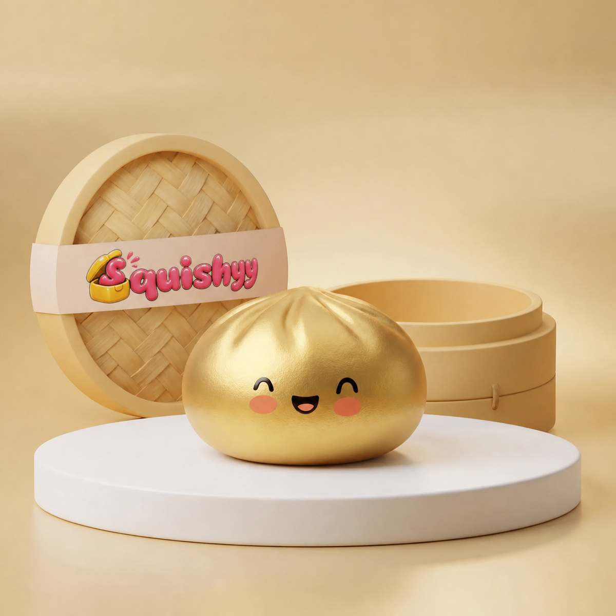 Squishy Dumpling Brioche Dorée — vu de face sur fond neutre