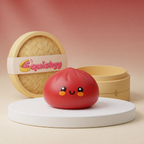 Squishy Dumpling Brioche Rouge — vu de face sur fond neutre