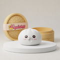 Squishy Dumpling Bubble Blanc — vu de face sur fond neutre