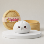 Squishy Dumpling Bubble Blanc — vu de face sur fond neutre