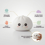 Squishy Dumpling Bubble Blanc — guide des tailles, comparaison avec une main