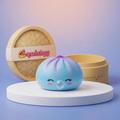 Squishy Dumpling Bubble Bleu Givré — vu de face sur fond neutre