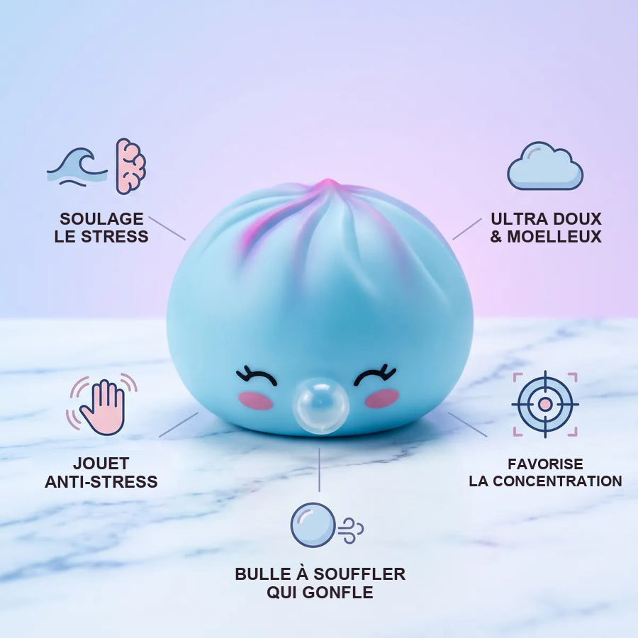 Squishy Dumpling Bubble Bleu Givré — détail des finitions