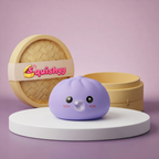 Squishy Dumpling Bubble Bleu — vu de face sur fond neutre