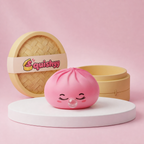 Squishy Dumpling Bubble Rose Marbré — vu de face sur fond neutre