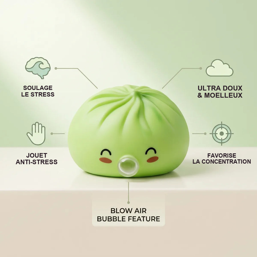 Squishy Dumpling Bubble Vert Jade — détail des finitions