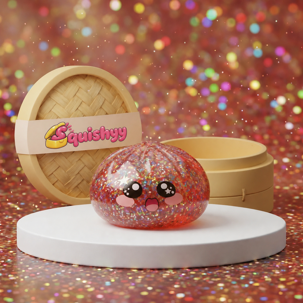 Squishy Dumpling Galaxie Rose — vu de face sur fond neutre