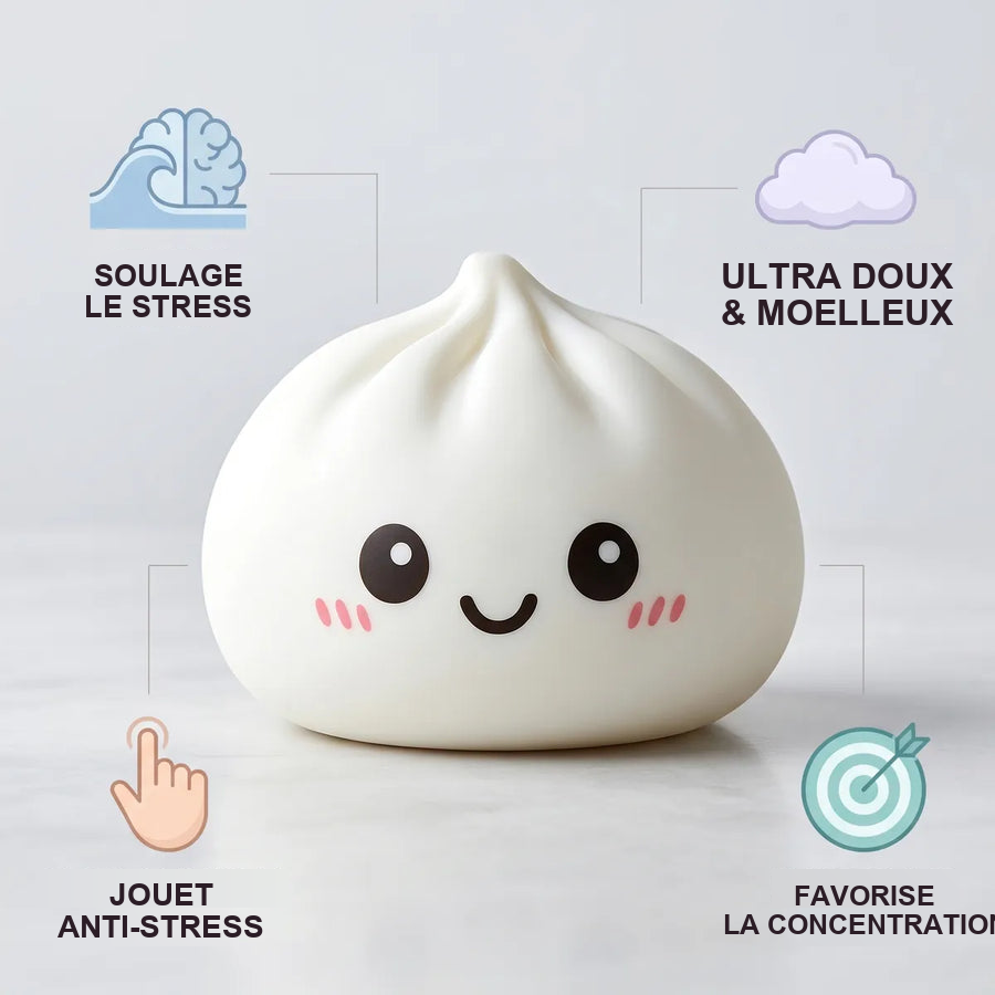 Squishy Dumpling Géant 25 cm — guide des tailles, comparaison avec une main