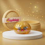 Squishy Dumpling Lingot Doré — vu de face sur fond neutre