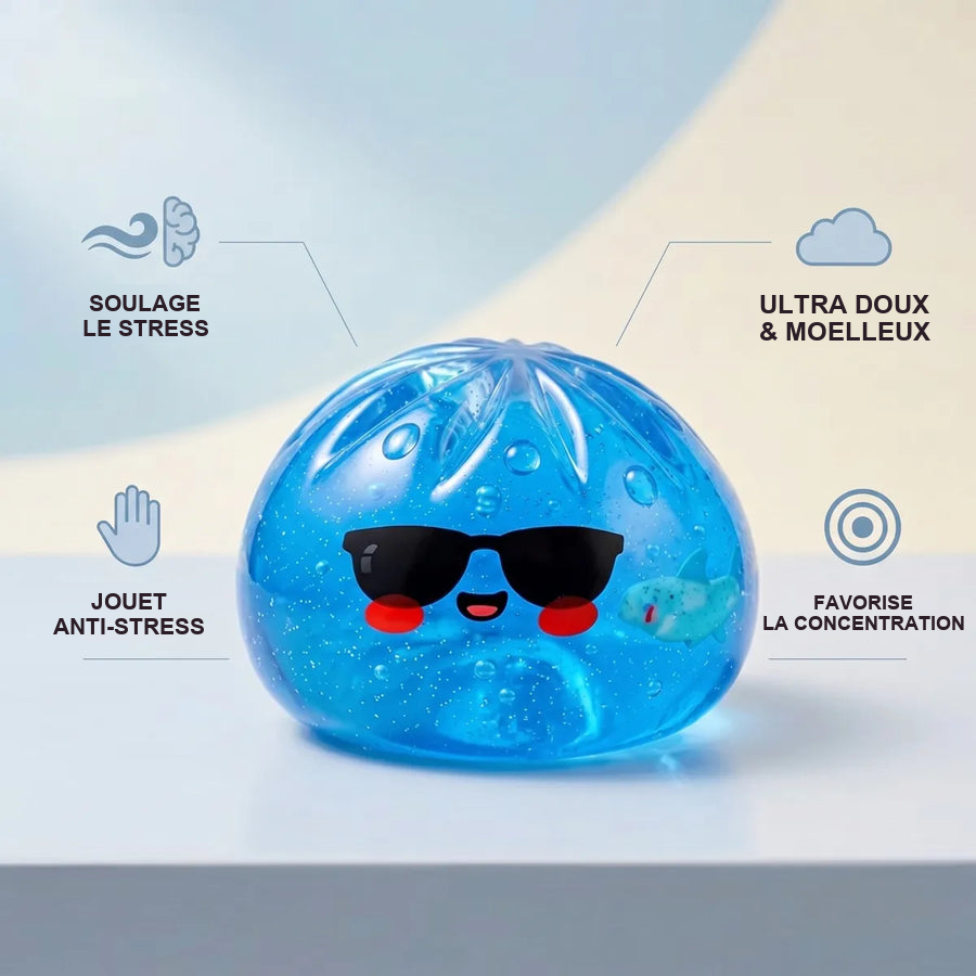 Squishy Dumpling à Lunettes Noires — guide des tailles, comparaison avec une main
