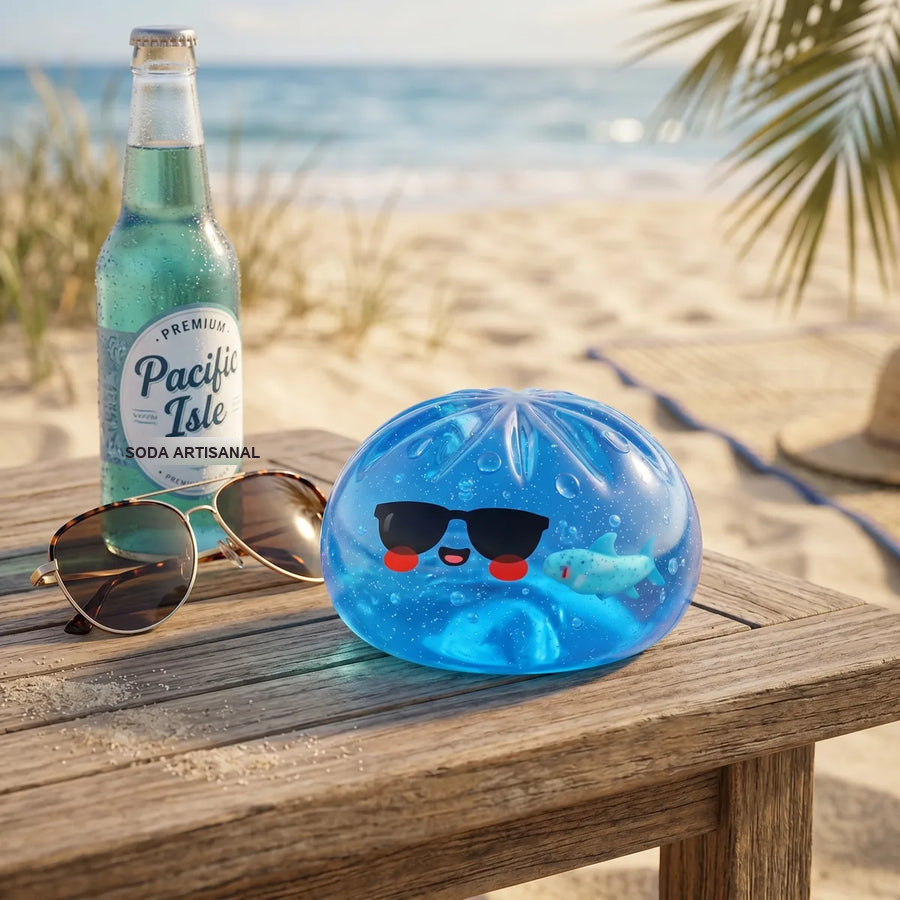 Squishy Dumpling à Lunettes Noires — dans son panier vapeur en bambou