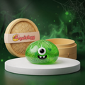 Squishy Dumpling Monstre vert à un œil — Halloween — vu de face
