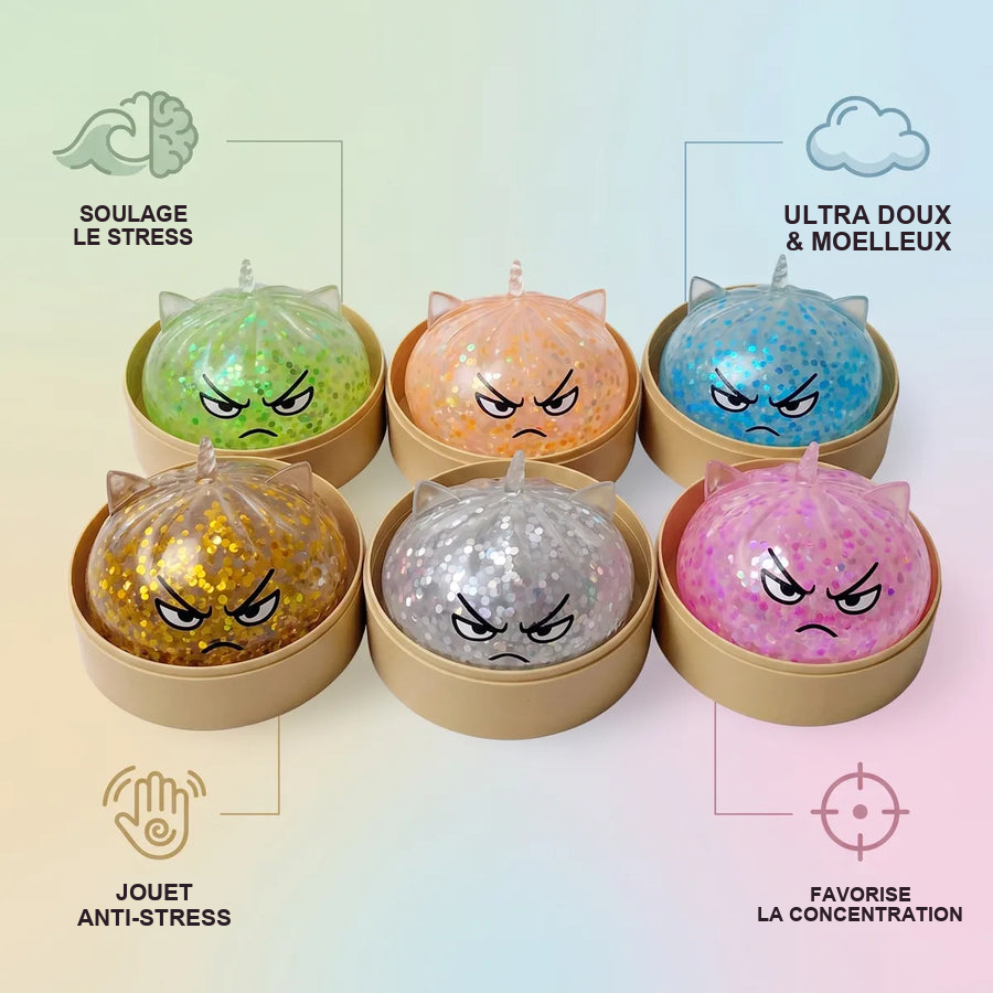 Squishy Dumpling Mystère Licorne Série Courte — guide des tailles, comparaison avec une main