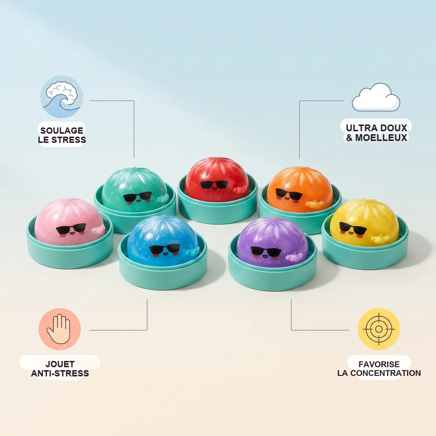 Squishy Dumpling Mystère à Lunettes — guide des tailles, comparaison avec une main