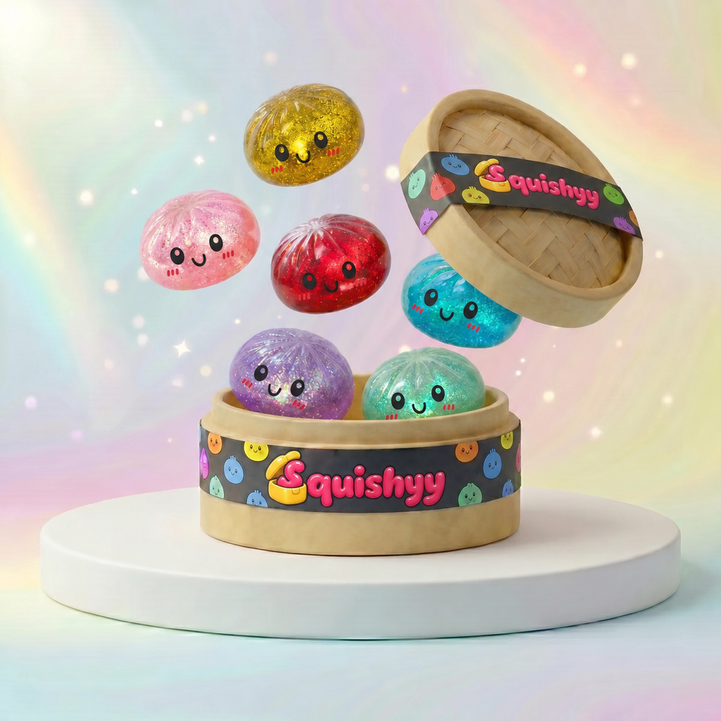 Squishy Dumpling Mystère Paillettes — vu de face sur fond neutre