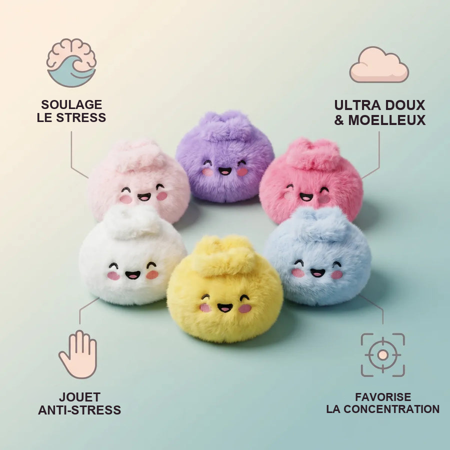 Squishy Dumpling Mystère Peluche — guide des tailles, comparaison avec une main