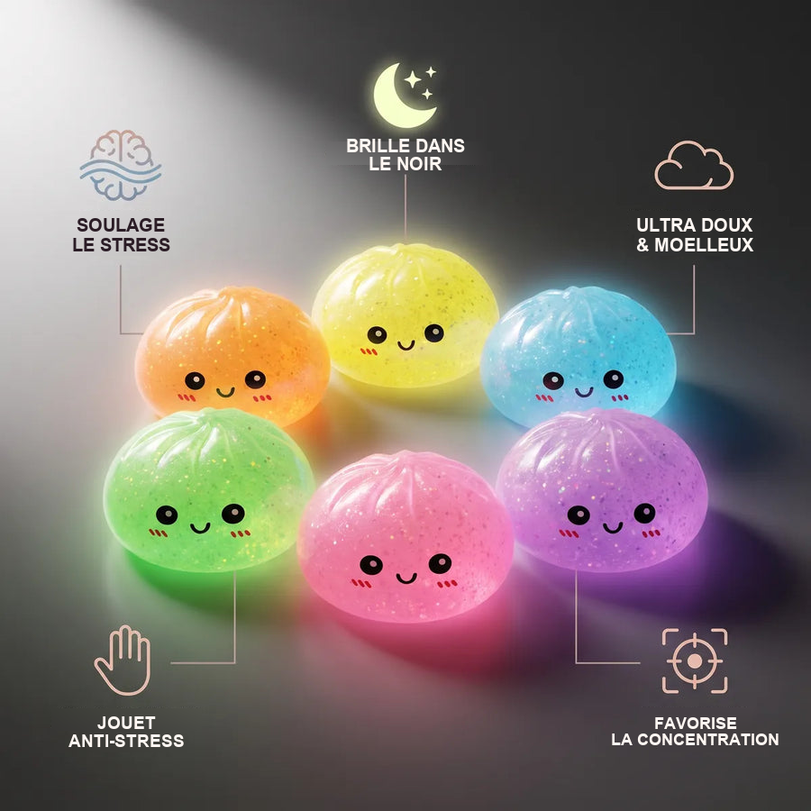Squishy Dumpling Mystère Phosphorescent — détail des finitions