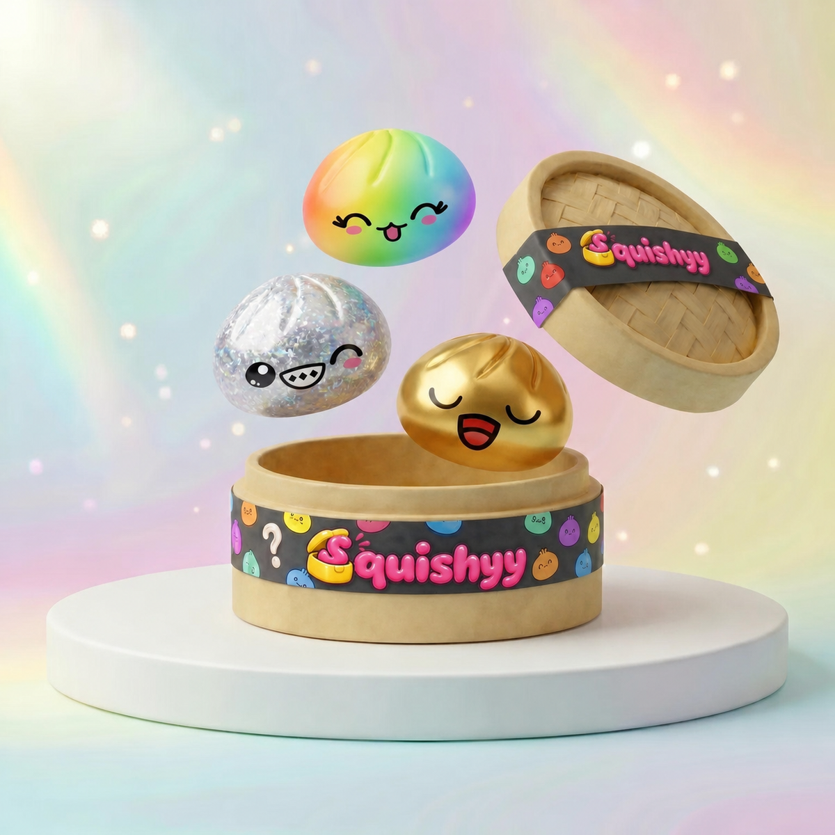 Squishy Dumpling Mystère Série Courte — vu de face sur fond neutre