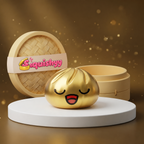 Squishy Dumpling Or Chromé — vu de face sur fond neutre