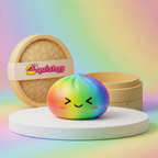 Squishy Dumpling Prisme Arc-en-ciel — vu de face sur fond neutre