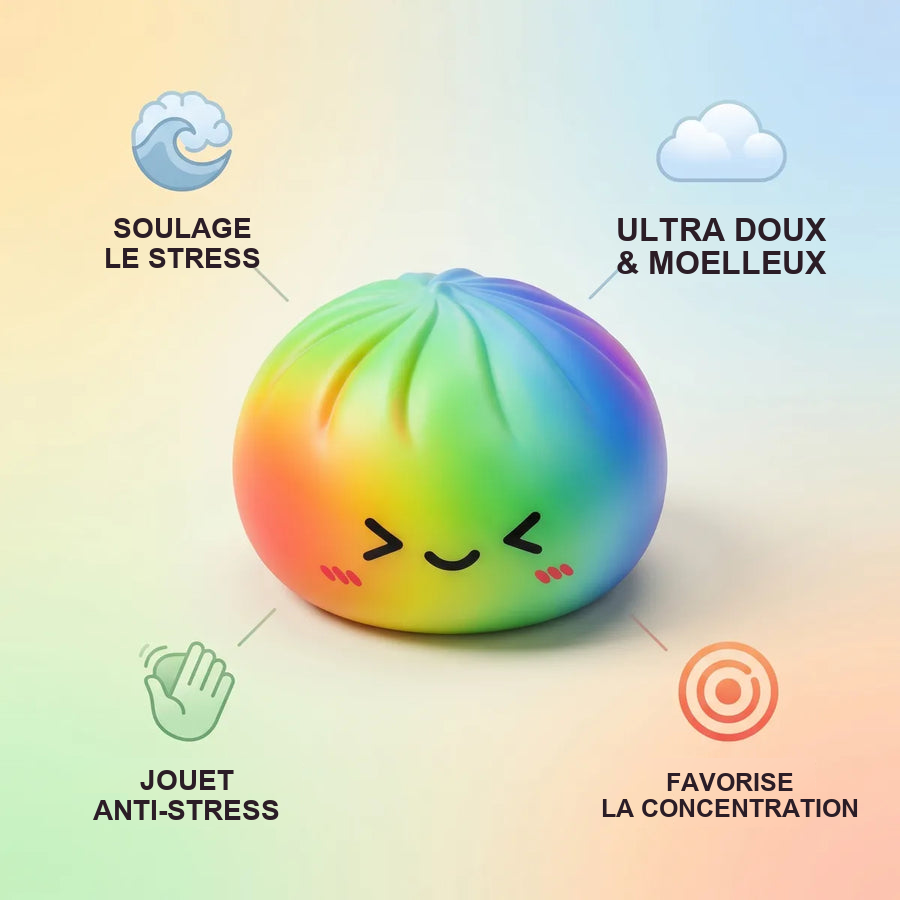 Squishy Dumpling Prisme Arc-en-ciel — en situation
