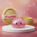 Squishy Dumpling Rose à Paillettes — photographié en studio