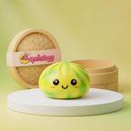 Squishy Dumpling Tie & Dye Jaune Vert — vu de face sur fond neutre