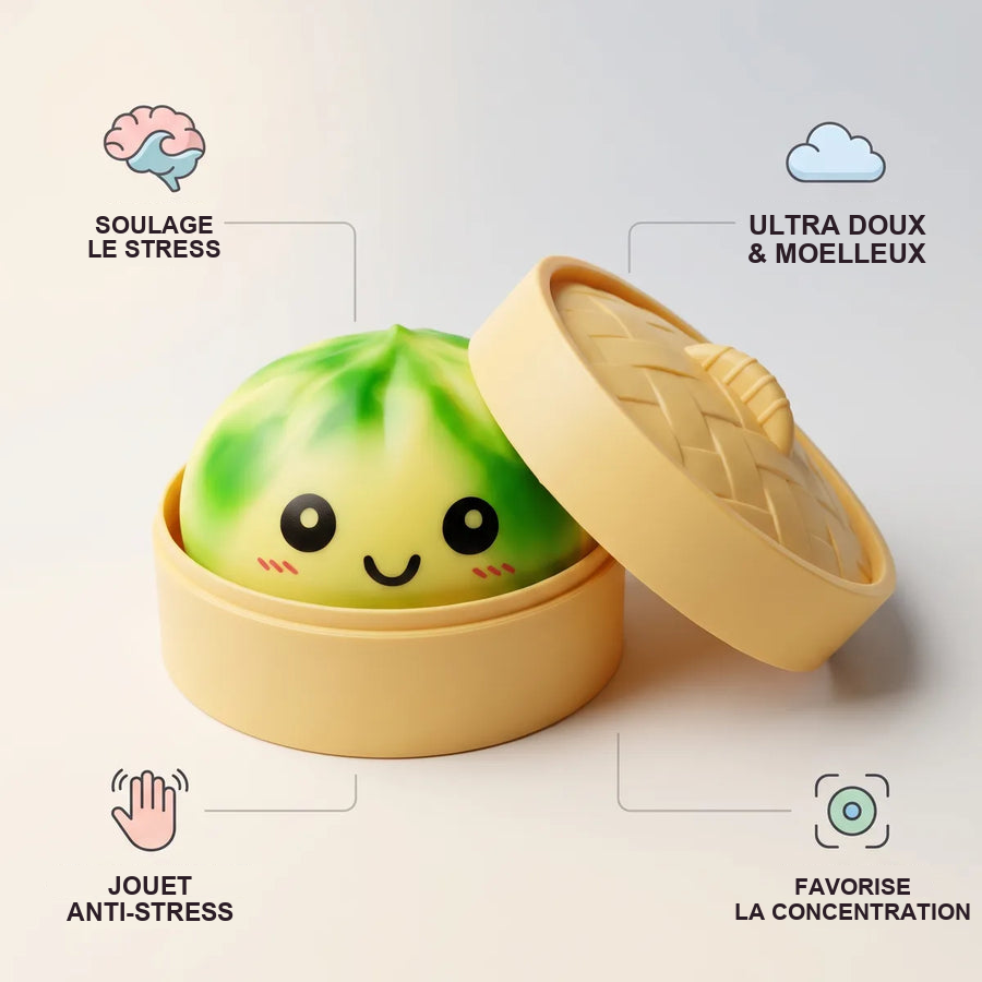 Squishy Dumpling Tie & Dye Jaune Vert — utilisé comme anti-stress