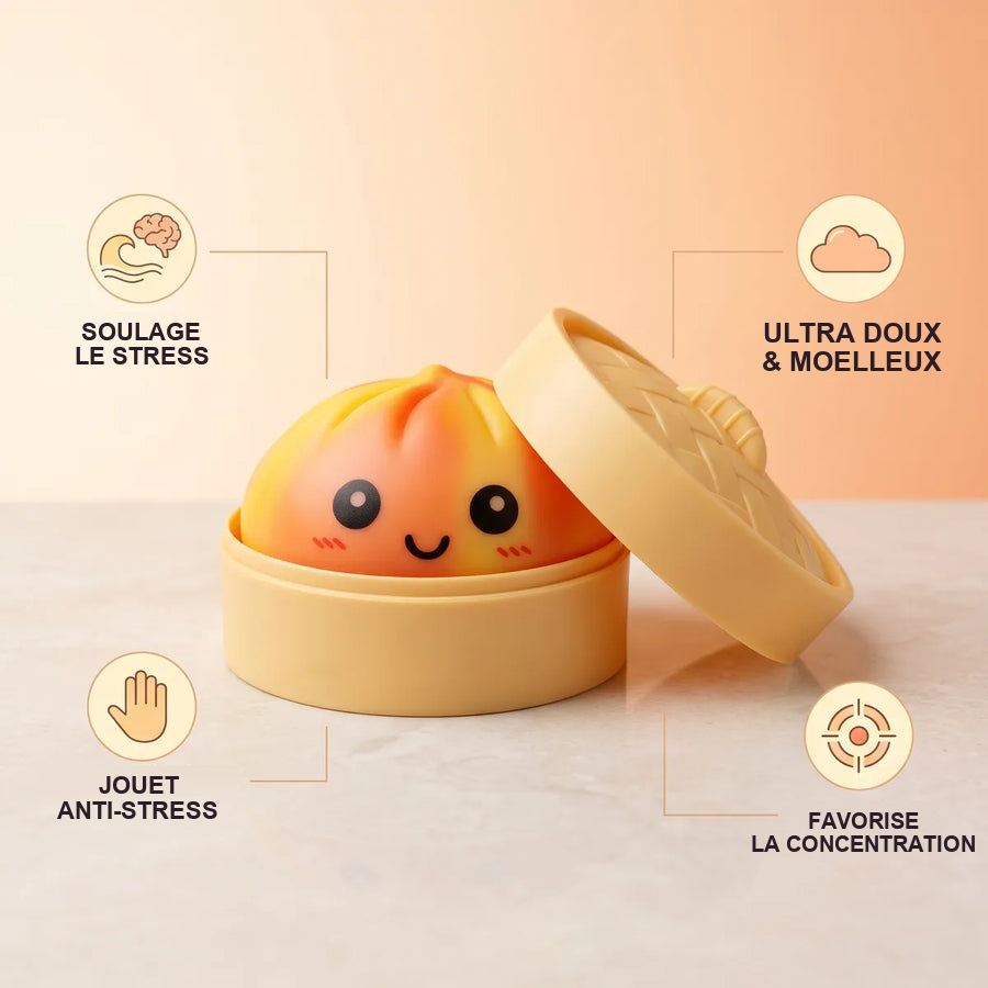 Squishy Dumpling Tie & Dye Orange — utilisé comme anti-stress